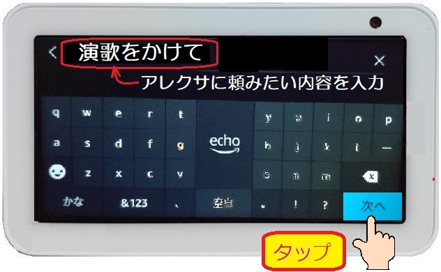 アレクサに頼みたい内容を文章で入力